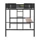 preview thumbnail 8 of 7, Metal Full Size Loft Bed with Desk,Shelves/Wood Slats/Textilene Guardrail/Built-in Desk,2-tier Shelves,Grid Panel/2 Side Ladders