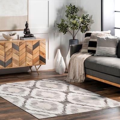 Nuloom Eliise SpinClean Faded Trellis Machine Washable Area Rug