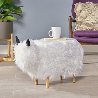 Levi Furry Yak Ottoman by Christopher Knight Home