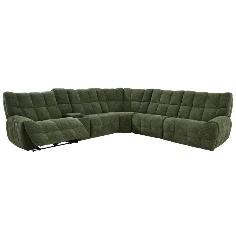Furniture of America Aurei Modern Reclining Sectional with Console and USB Ports