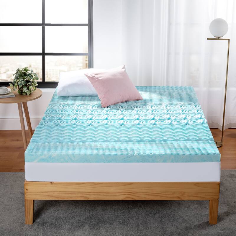Priage by ZINUS Green Tea Cooling Gel Memory Foam Zoned Support Mattress Topper