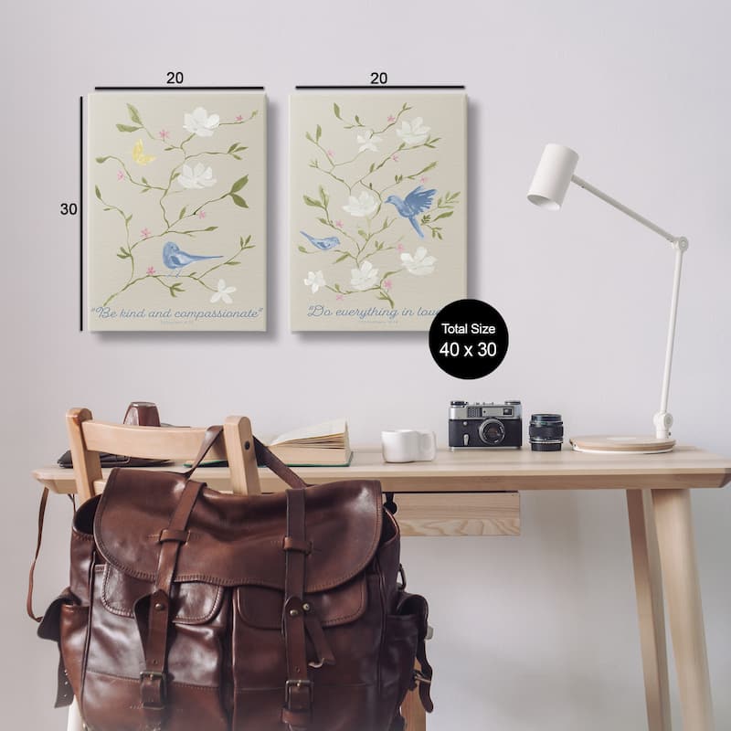 Stupell Floral Comforting Proverbs Canvas Wall Art Design By Lucille Price (Set of 2)