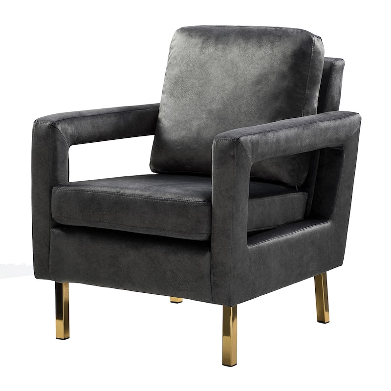 Valentina Comfy Accent Armchair with Golden Metal Legs and Removable Cushions by HULALA HOME