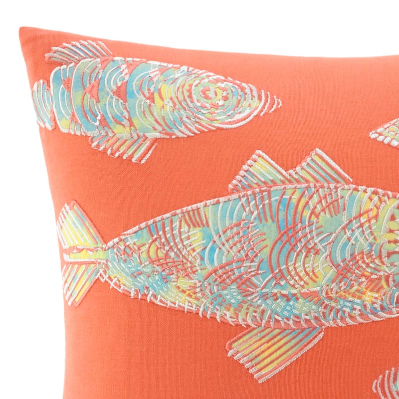 Tommy Bahama Batic Fish Orange Cotton Canvas 20-inch Square Throw Pillow