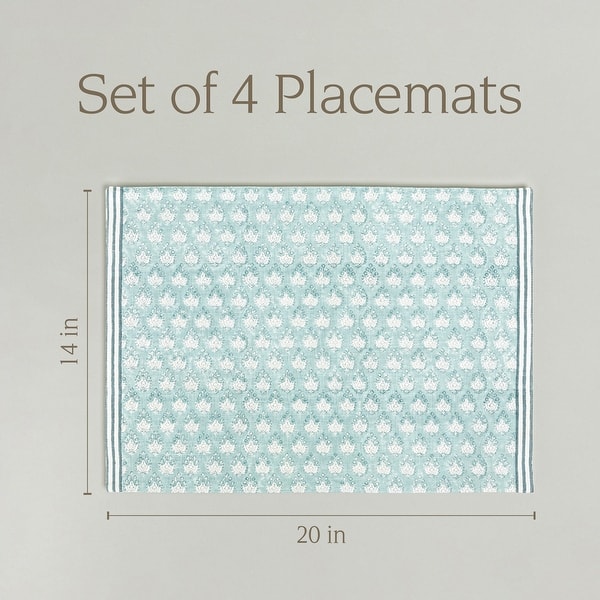 dimension image slide 1 of 9, over&back Hand-Blocked 100% Cotton Placemats - Machine Washable - Set of 4