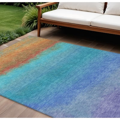 HomeRoots Ombre Transitional Rectangle Outdoor Rug