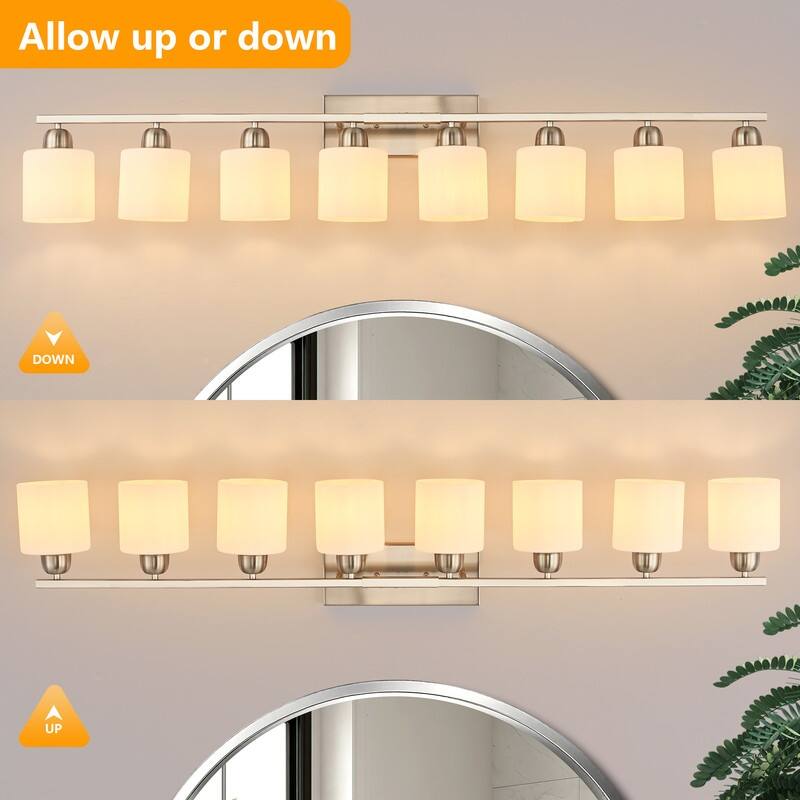 Modern Bathroom Vanity Light With Frosted Milk Glass Shades