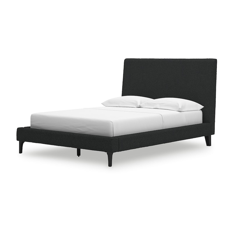 Signature Design by Ashley Cadmori Black Upholstered Bed with Roll Slats