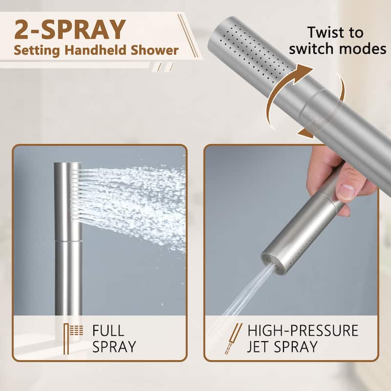 CASAINC Thermostatic 12 inch Rainfall Showerhead with Handheld Spray & 6 Body Jets Set(Can All Run Together) Rain Shower System