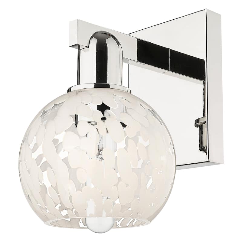 Innovations Lighting 716-1W-10-6 White Mouchette Sconce White - Polished Nickel / White Mouchette