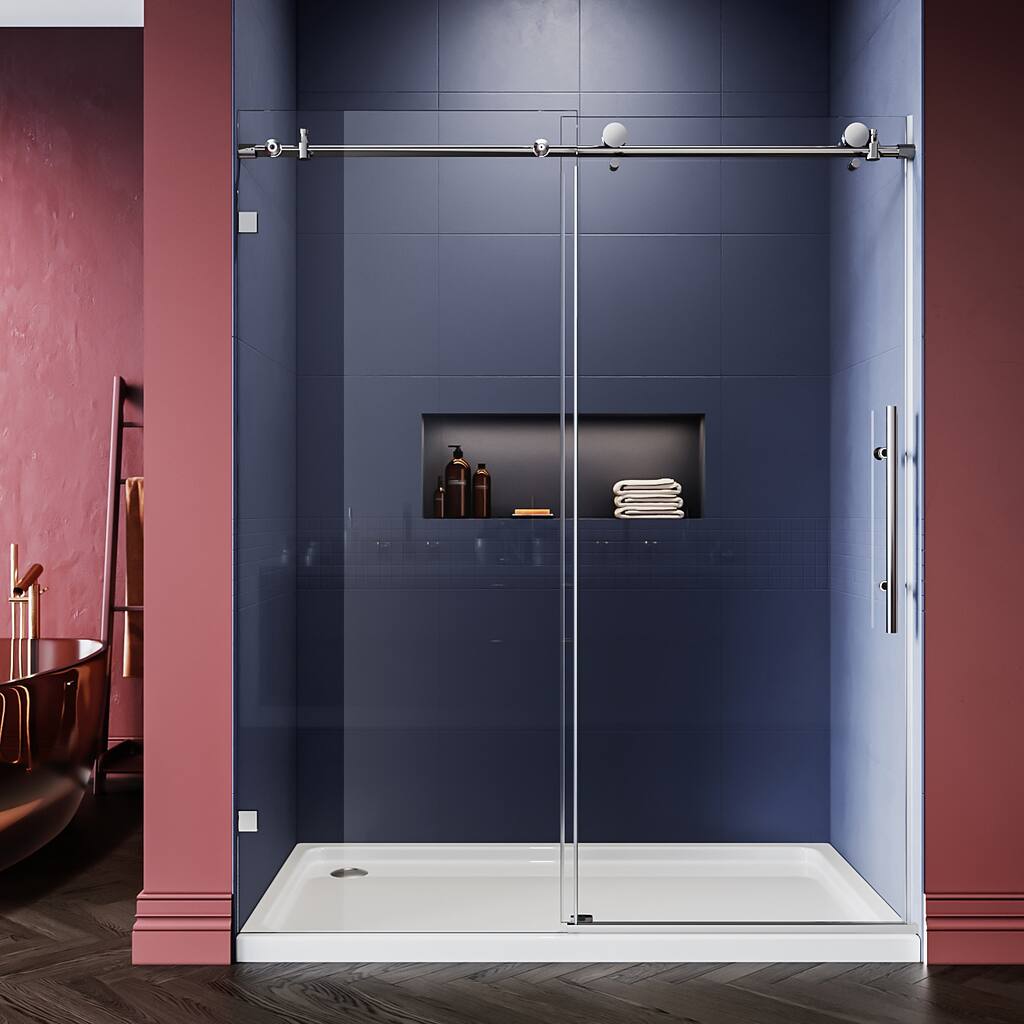 ELEGANT Frameless Sliding Shower Door 60" W x 76" H in Chrome