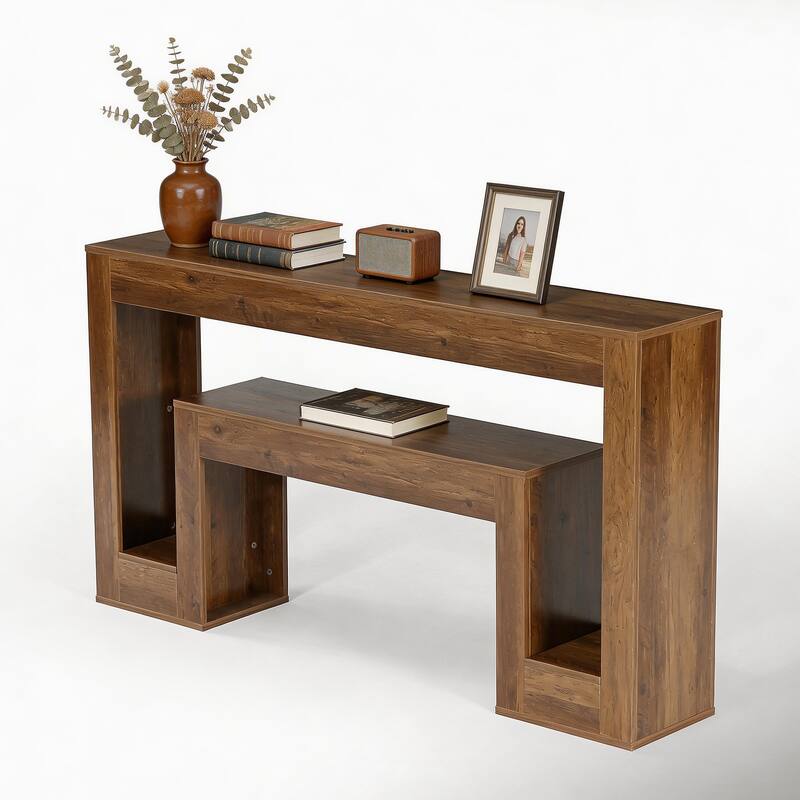 63"Console Table For Entryway，2-Tier Entryway Console Table