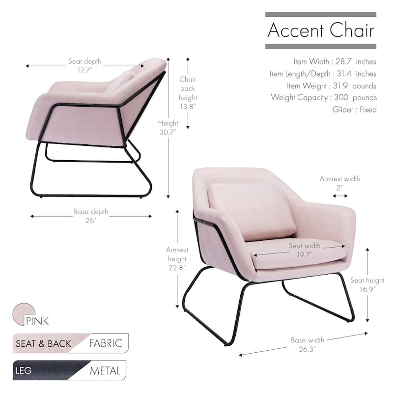 Porthos Home Kylen Accent Chair, Polyester Upholstery, Metal Legs