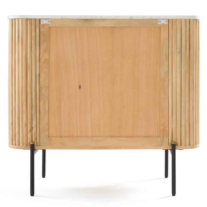 Modrest Cambridge Modern White Marble & Washed Mango 3 Drawer Dresser