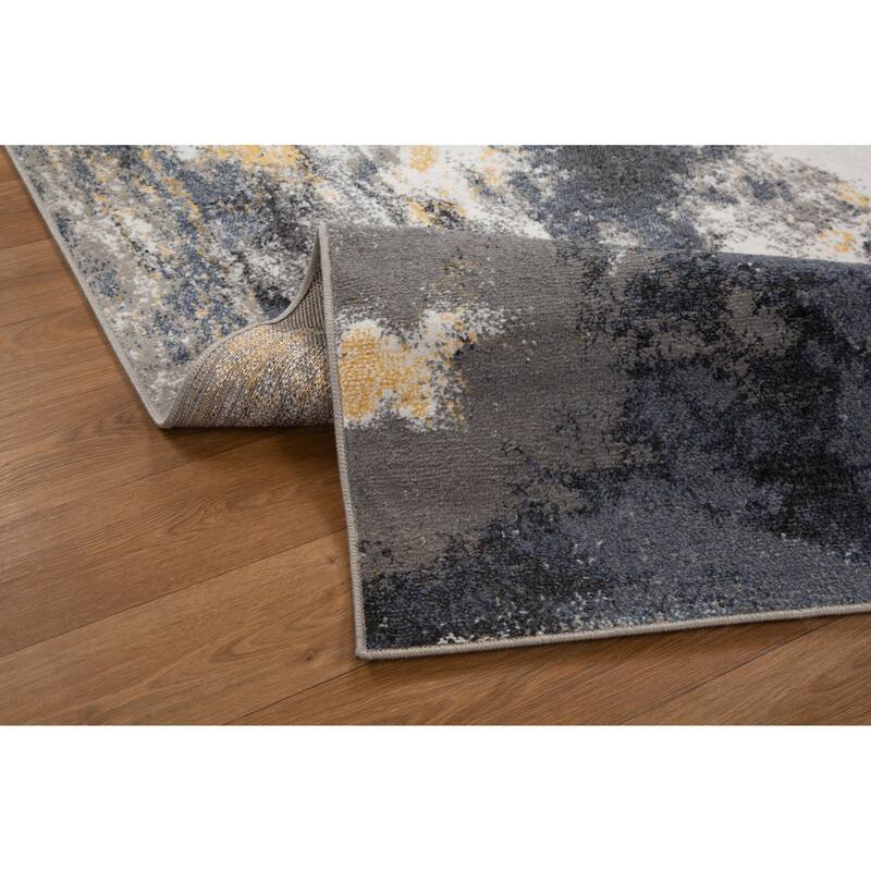 Kriselia Collection Blue/Gray Abstract Area Rug
