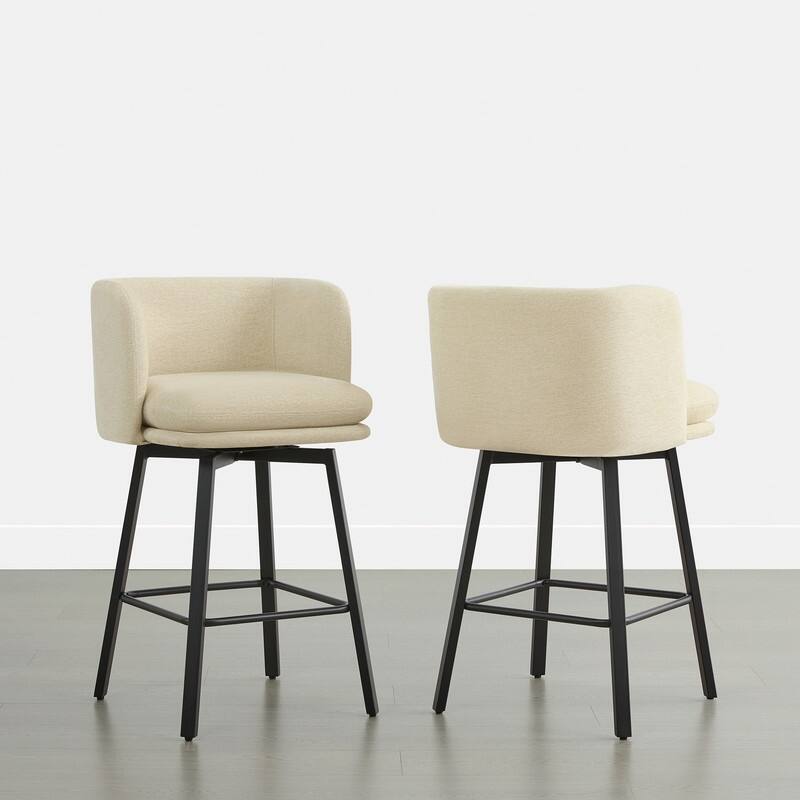 Spruce & Spring Modern Swivel Counter Bar Stool Set with Barrel Back&Double-layer Cushion