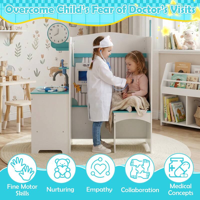 Gymax Kids Doctor Play Set w/Faucet Sink ECG Monitor Body Parts
