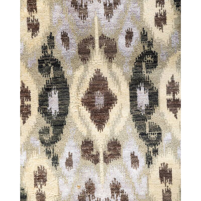 Ikat One-of-a-Kind Hand-Knotted Area Rug - Black, 9' 2" x 12' 3" - 9' 2" x 12' 3"