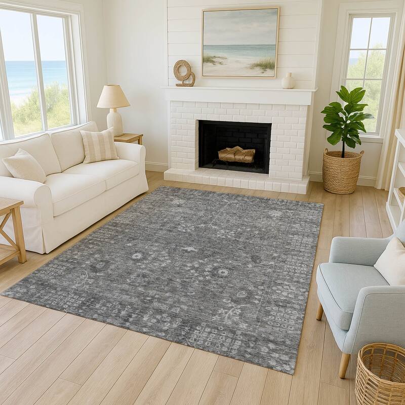 Machine Washable Indoor/ Outdoor Traditional Classic Chantille Rug