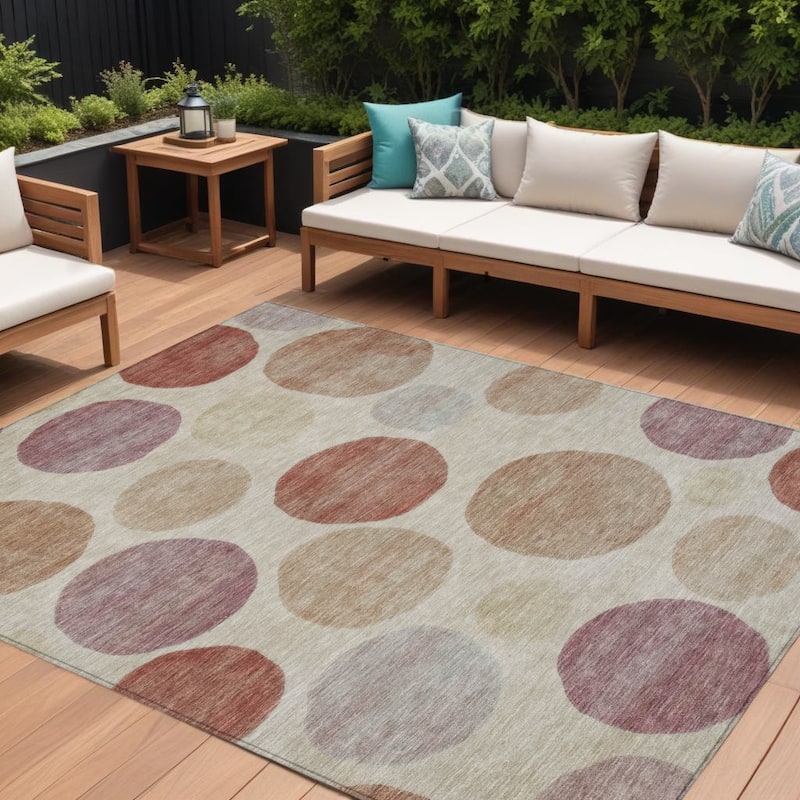 HomeRoots Geometric Transitional Rectangle Outdoor Rug - 9' X 12'
