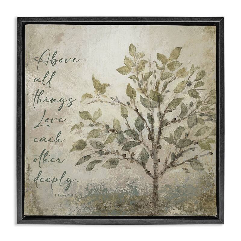Stupell Rustic Love Each Other Deeply Framed Floater Canvas Wall Art Design By John Spaeth - 18 x 18 - Black