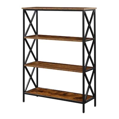 3-Tier Bookcase with Spacious Shelves and X-Pattern Detailing for Functional Modern Storage - 12