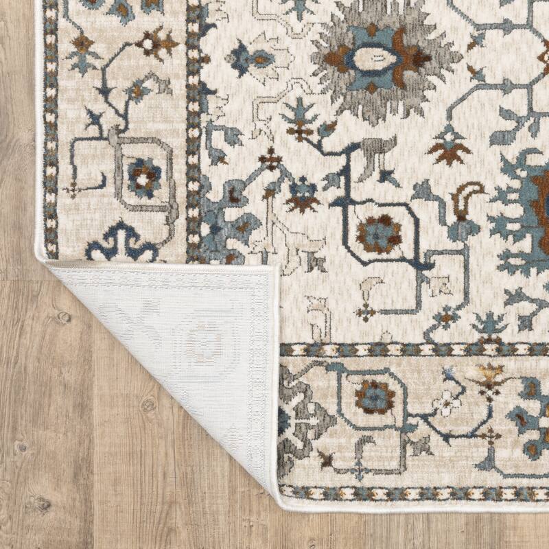 Style Haven Everly Traditional Inspirations Ivory/ Blue Area Rug