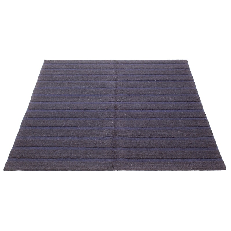 ECARPETGALLERY Flat-Weave Natural Navy Wool Tapestry Kilim - 6'7 x 6'8