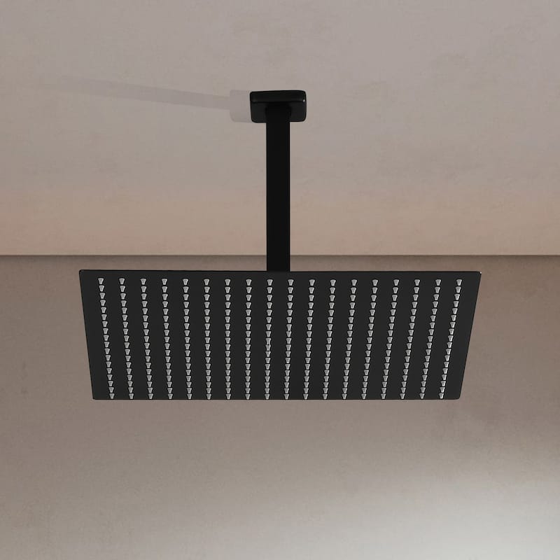 16" Square High Pressure Rain Shower Head,304 Stainless Steel Rain Shower Head - Matte Black
