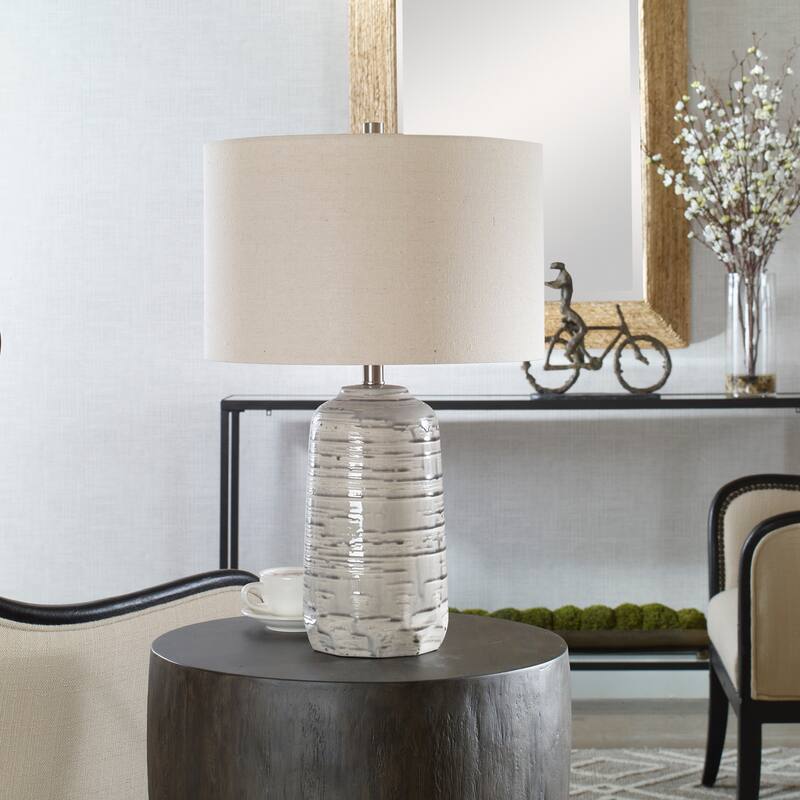 Uttermost Cyclone Ivory Table Lamp - 25"H,   Shade 10"H x 16"Dia.