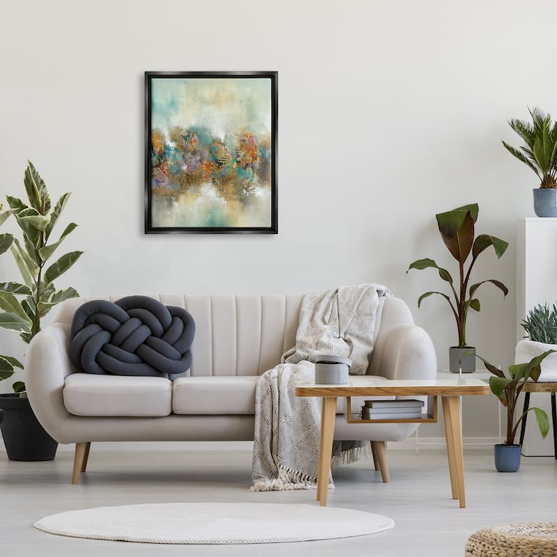 Stupell Vivid Abstract Botanical Painting Bold Glam Detail Floater Frame, Design by K. Nari