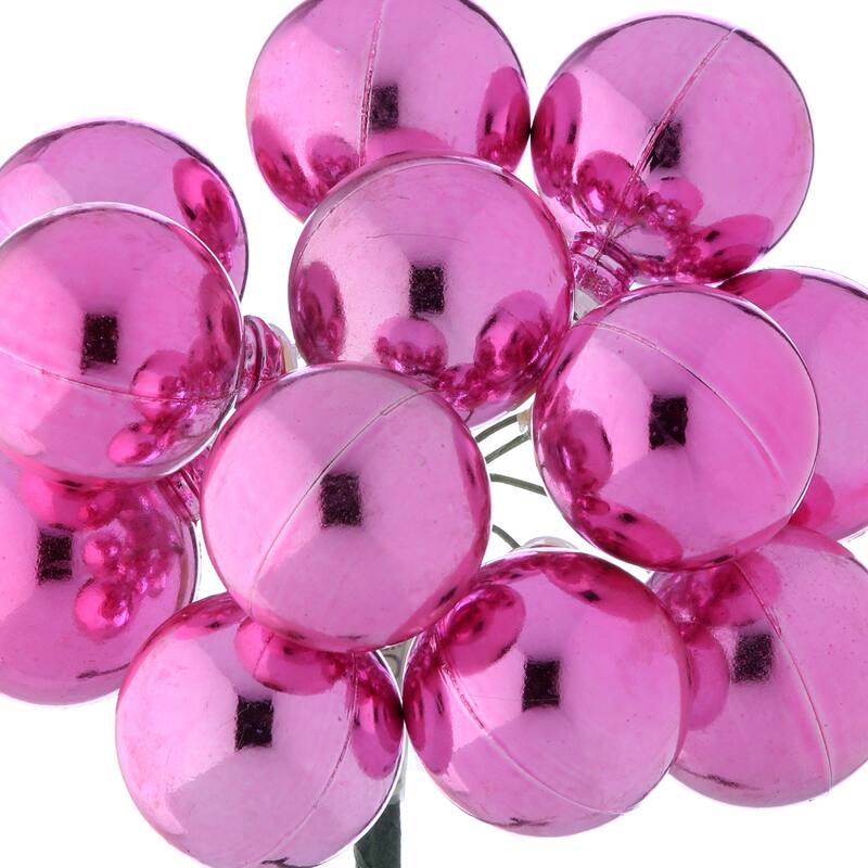 30mm Shatterproof Plastic 12 Bunch Shiney Stemball Set of 4