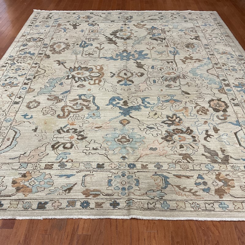 HERAT ORIENTAL Handmade Vegetable Dye Oushak Wool Rug - 9'5" x 11'5"