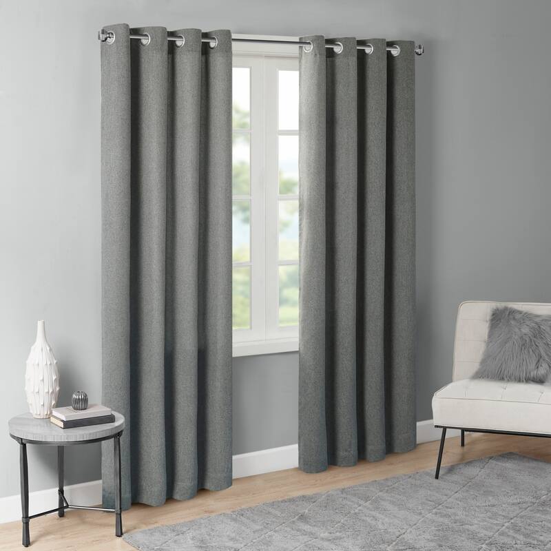 Madison Park Oslow Solid Piece Dyed Grommet Top Single Curtain Panel