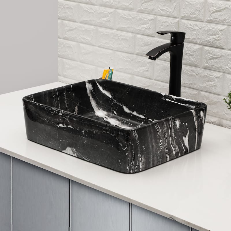 19"x15" Modern Marble Rectangle Vessel Bathroom Sink