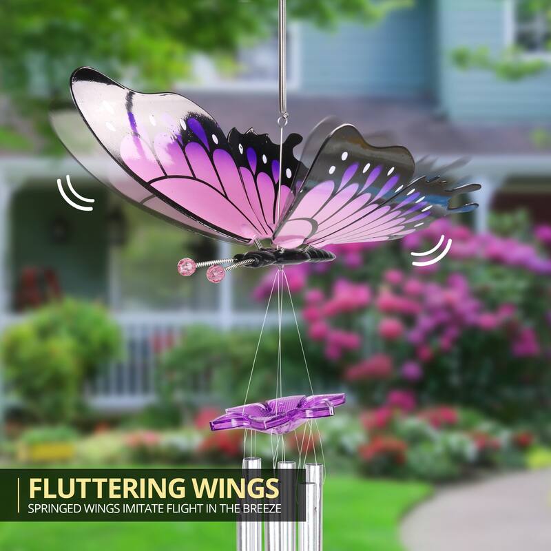 Exhart Large WindyWings Butterfly Wind Chime in Purple, 11 by 24 Inches