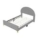 preview thumbnail 33 of 52, Twin/Full Size Velvet Bed Frame with Classic Semi-circle Shaped Headboard, Upholstered Platform Bed w/ Metal Legs for Kids Teens