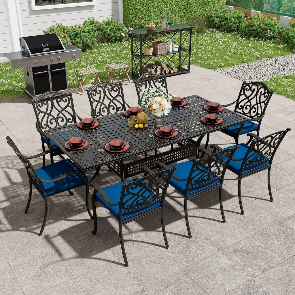 8 - Person Rectangular Outdoor Dining Set with Cushions