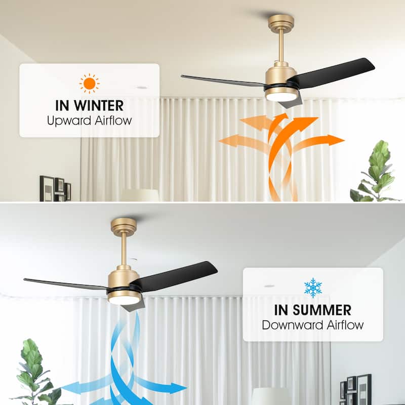 Modern 42" Gold ABS Intergated LED Ceiling Fan with Light and Remote