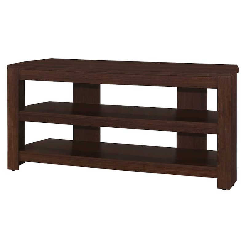 42 Inch Dark Brown Wood TV Stand with Open Shelves for 55 Inch TV Media Console for Living Room - 19.75"H x 15.5"W x 42"L