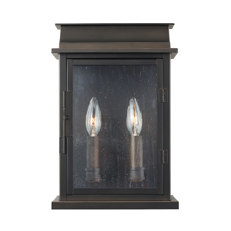 Bolton Oiled Bronze Outdoor Wall Lantern w/ Antiqued Glass