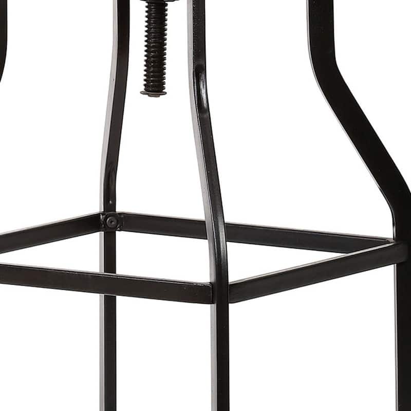 29.25" Backless Adjustable Bar Chair with Solid Wood Seat and Swivel Base Steel Frame for Kitchen Use