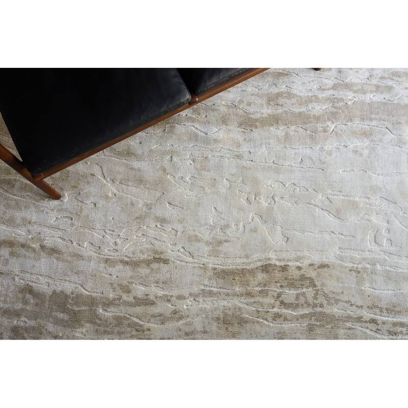 Travertine Beige Wool/Bamboo Silk handloomed Area Rug