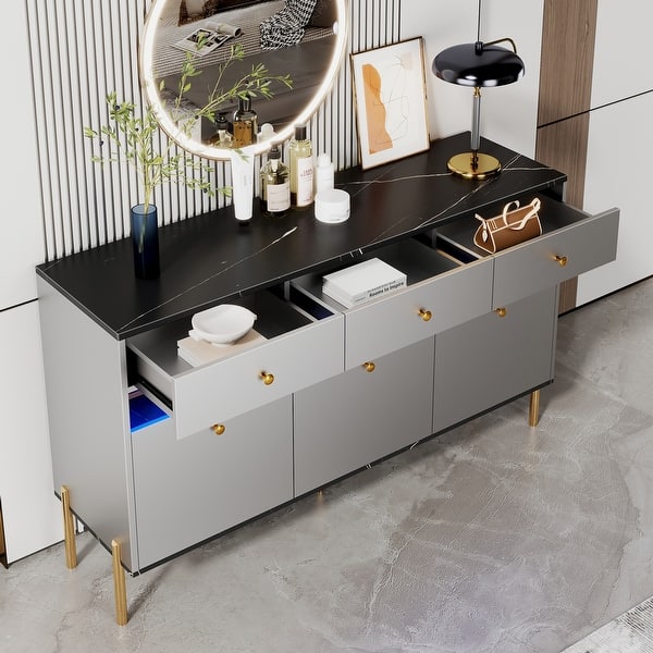 grey dresser with led lights LED Illuminated Charcoal Grey Dresser With Drawers