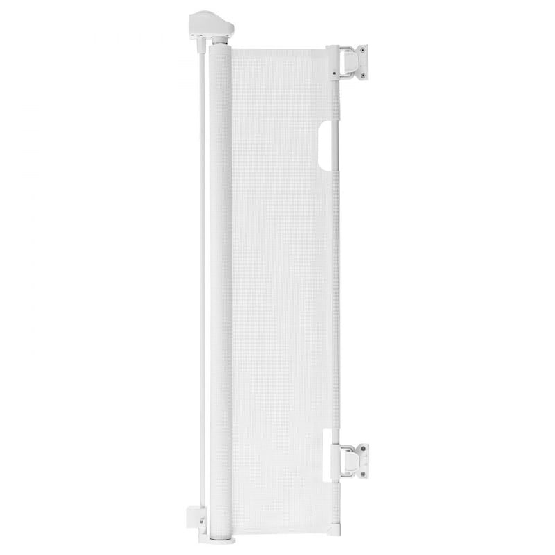 Retractable Baby Gate with Escape-Proof Bottom Hook and Mesh Design for Kids and Pets Safety