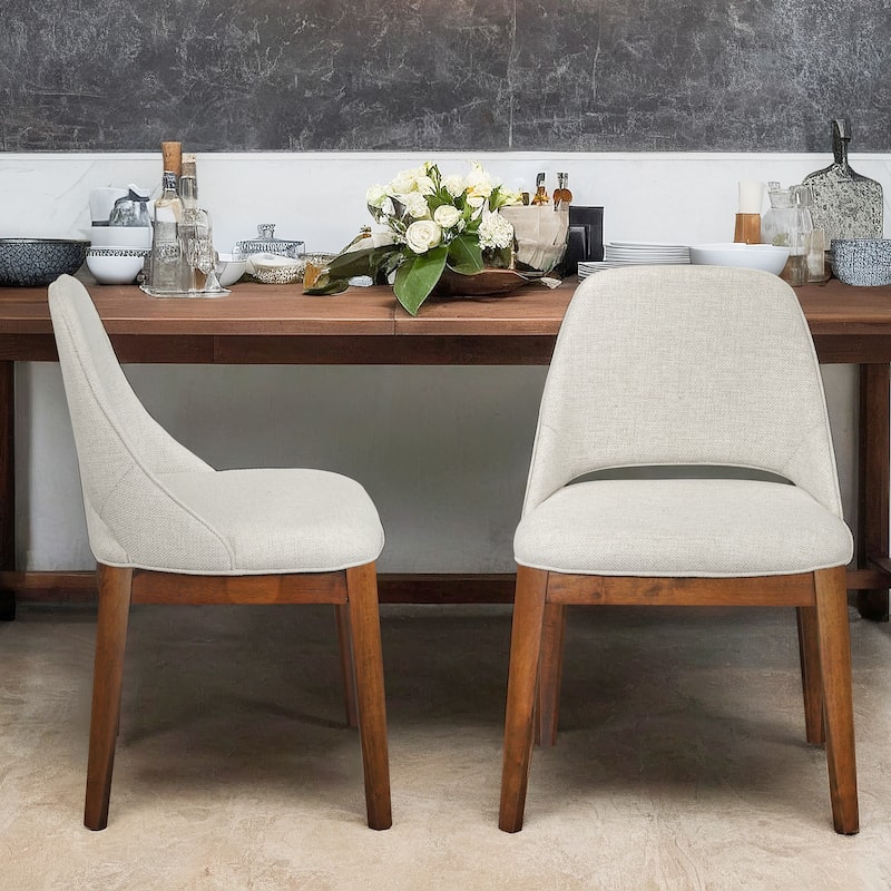 Cody Contemporary Dining Chairs in Cream Linen (Set of 2) - Cream
