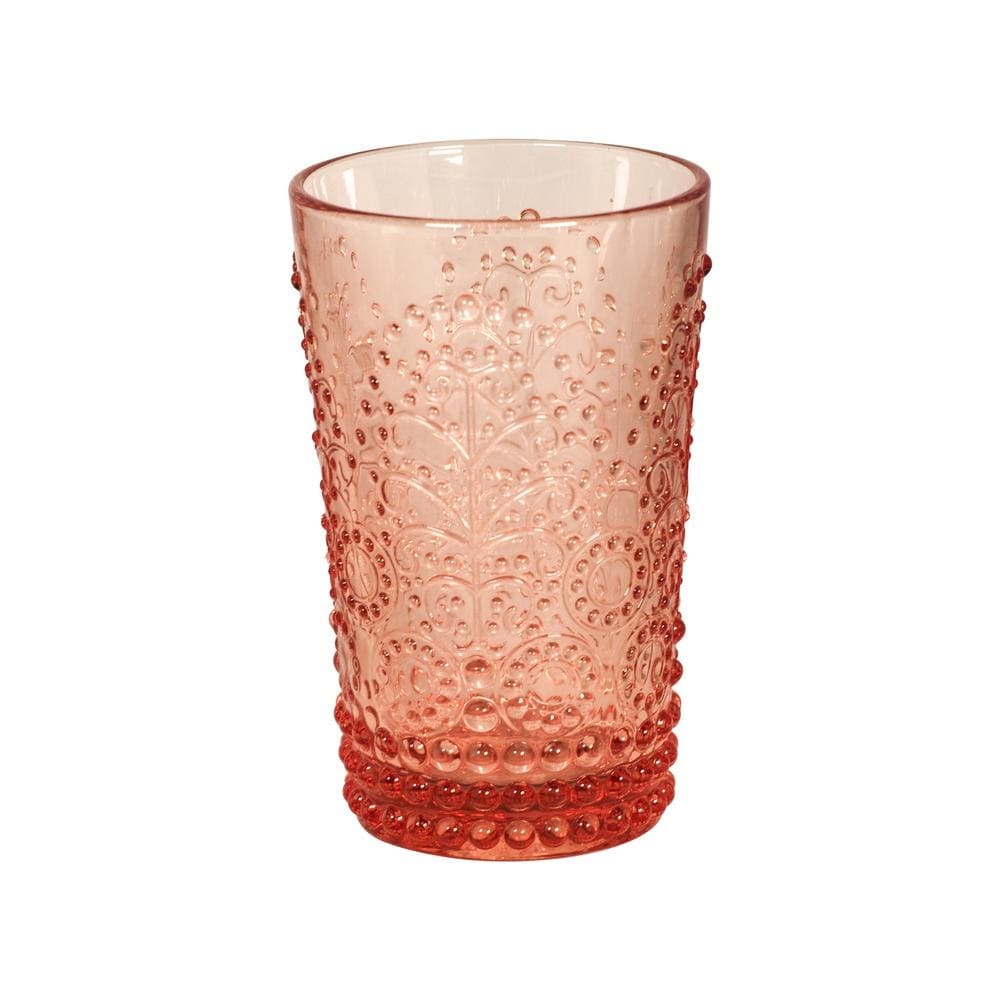 6 Pack 12 Oz Vintage Drinking Glasses, Embossed Romantic Water