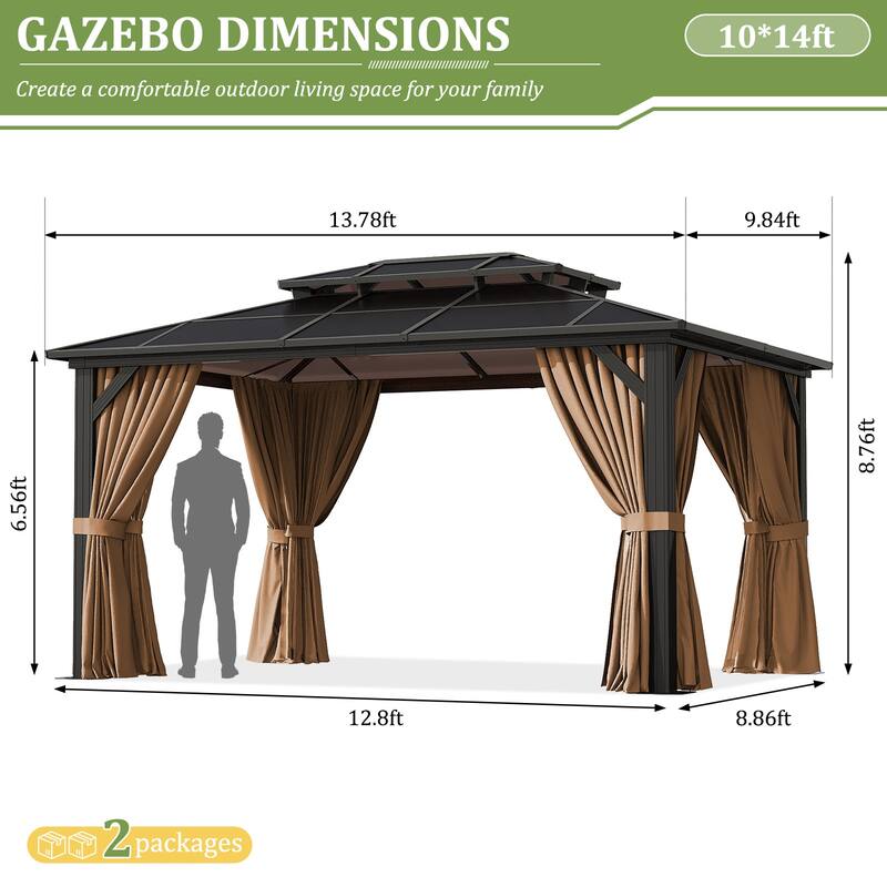 Outdoor Double Roof Hardtop Gazebo