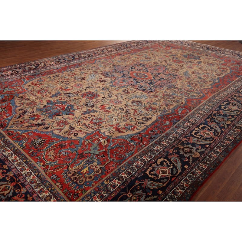 Vegetable Dye Bidjar Antique Persian Large Rug Handmade Wool Carpet - 12'0"x 18'5"