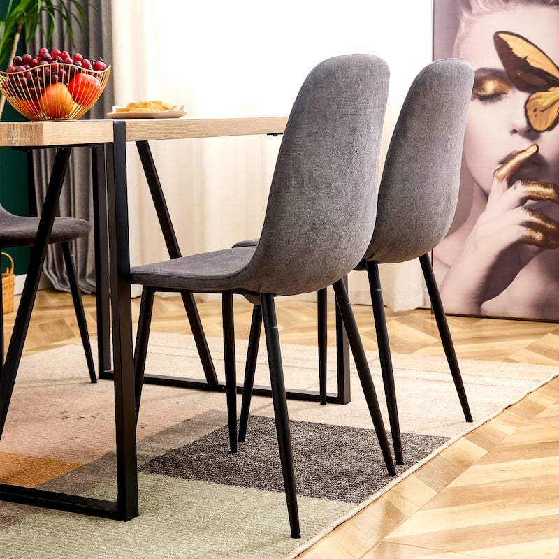 Comfortable Linen-Cotton Dining Chair Set-Four Pieces.Integrated Seat And Backrest,Linen-Cotton Material